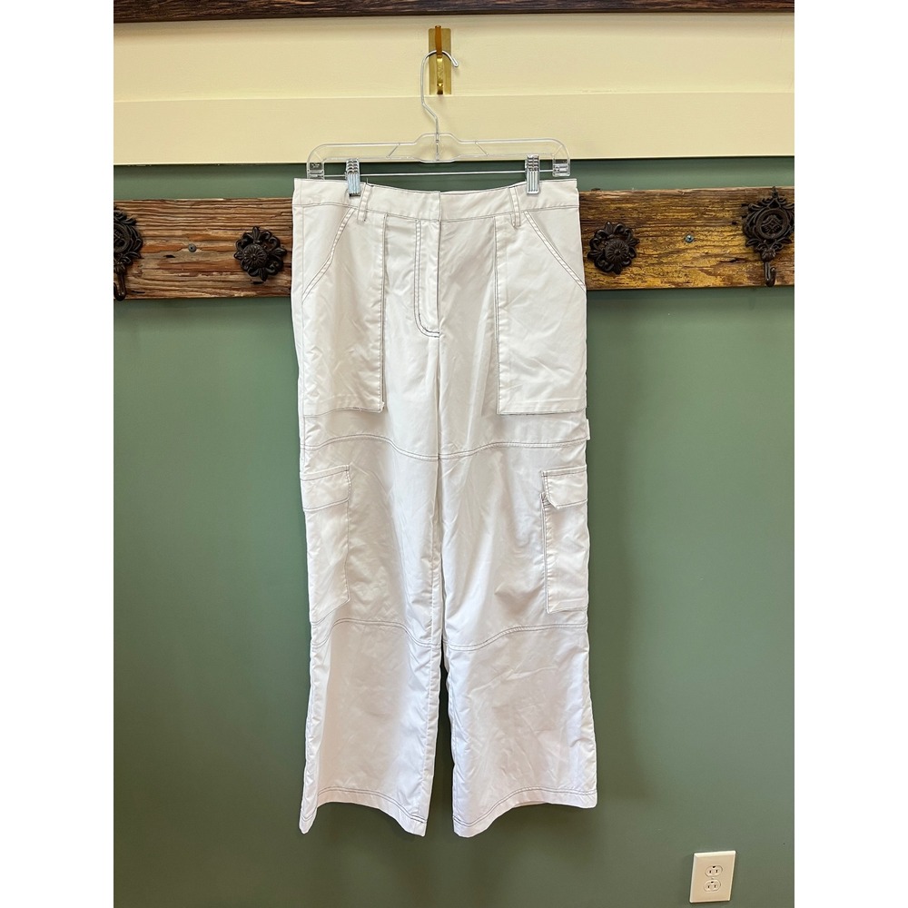 The Ragged Priest White Drive Cargo Pants Contrast Stitch Wide Leg Small